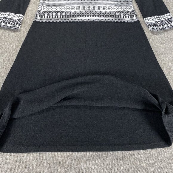 Artisan Knit A-Line Combo Dress Women's Small Round Neck 3/4 Sleeve Onyx NWT - Picture 6 of 16